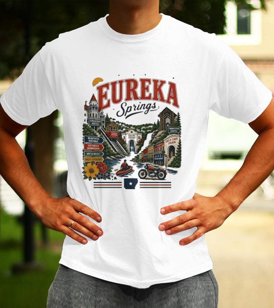 Eureka Springs Crescent Hotel Thorncrown Chapel Victorian Downtown Onyx Cave Basin Park Great Outdoors Art Music T-Shirt