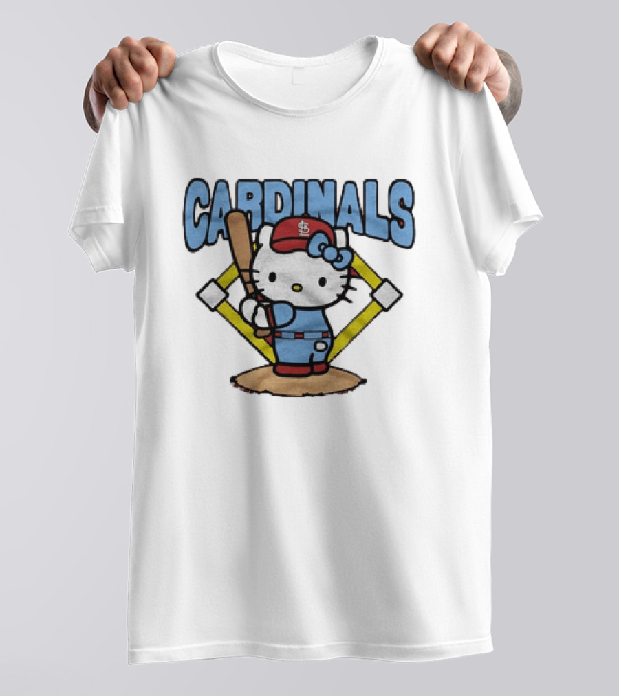 Hello Kitty St Louis Cardinals Baseball Batter MLB Cartoon T-Shirt