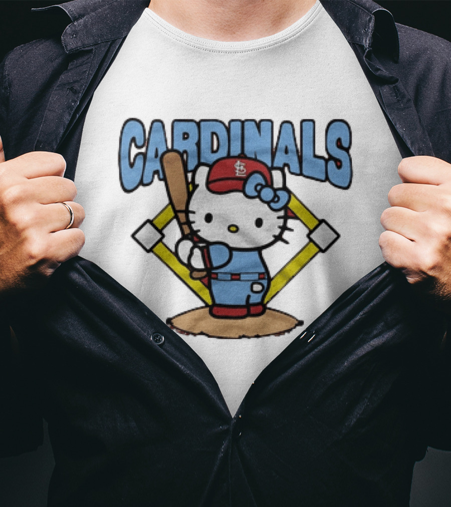 Hello Kitty St Louis Cardinals Baseball Batter MLB Cartoon T-Shirt