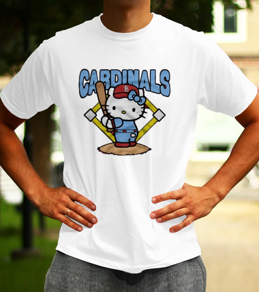 Hello Kitty St Louis Cardinals Baseball Batter MLB Cartoon T-Shirt
