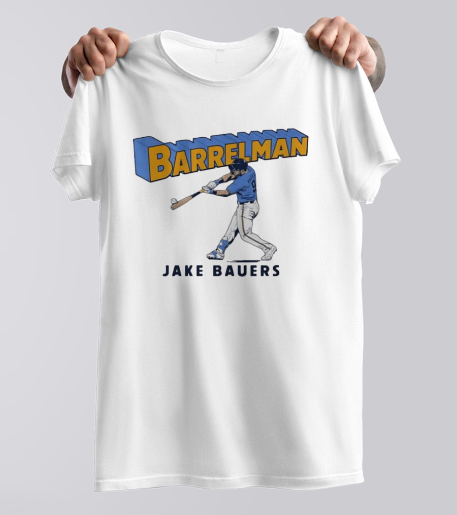 Milwaukee Brewers Barrelman Jake Bauers Swinging Bat T-Shirt