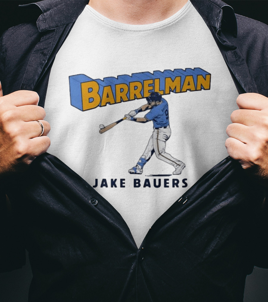 Milwaukee Brewers Barrelman Jake Bauers Swinging Bat T-Shirt