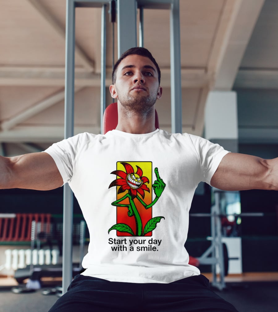 Start Your Day With A Smile Angry Flower Middle Finger T-Shirt