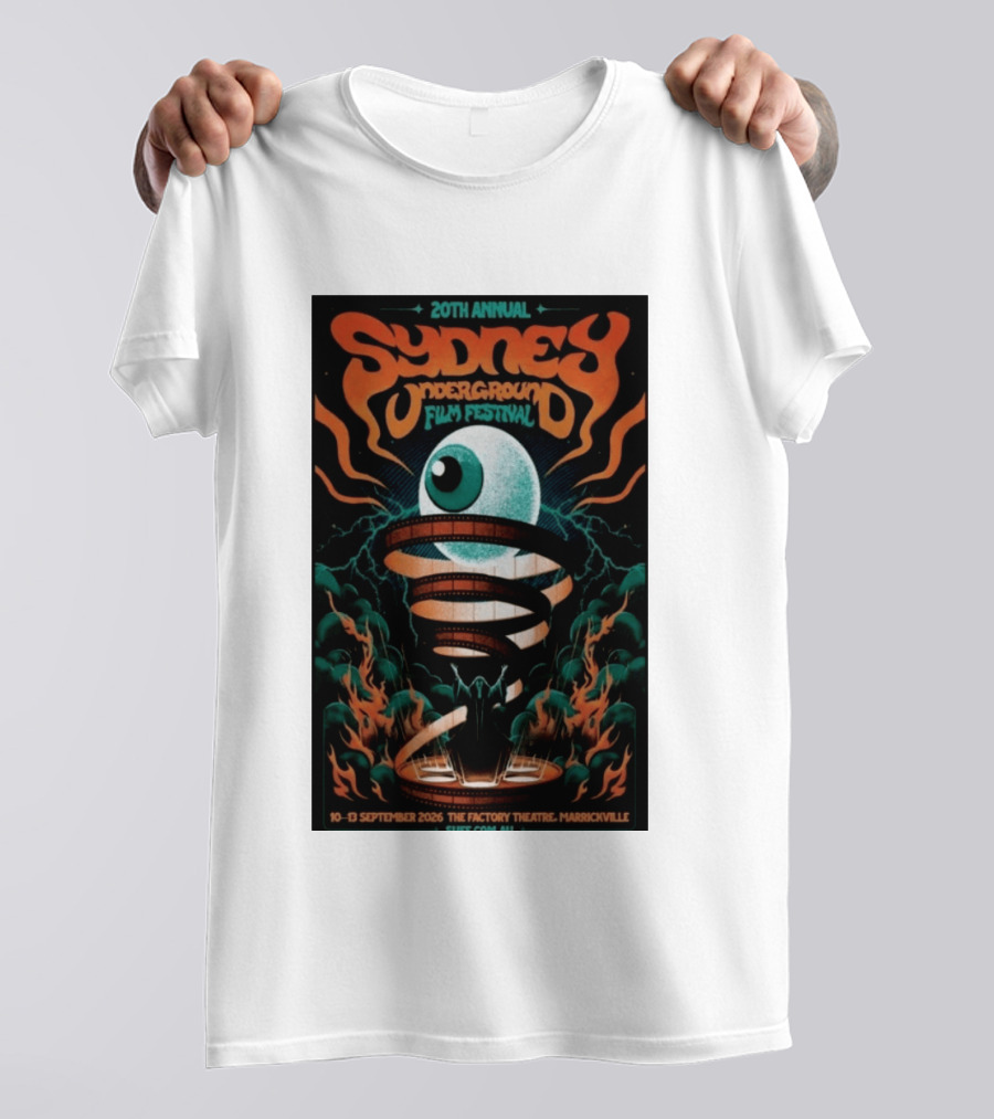 20th Annual Sydney Underground Film Festival Sept 10 13 2026 The Factory Theatre Marrickville Vintage Eye Spiral T-Shirt