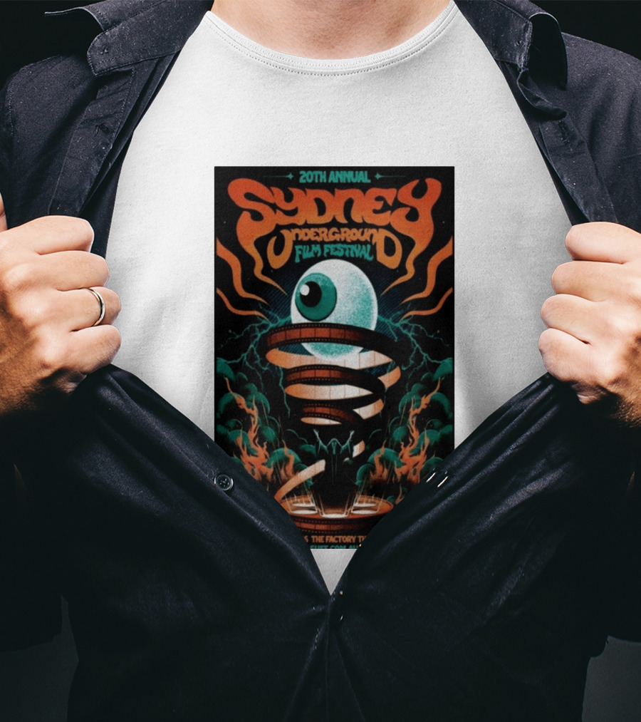 20th Annual Sydney Underground Film Festival Sept 10 13 2026 The Factory Theatre Marrickville Vintage Eye Spiral T-Shirt