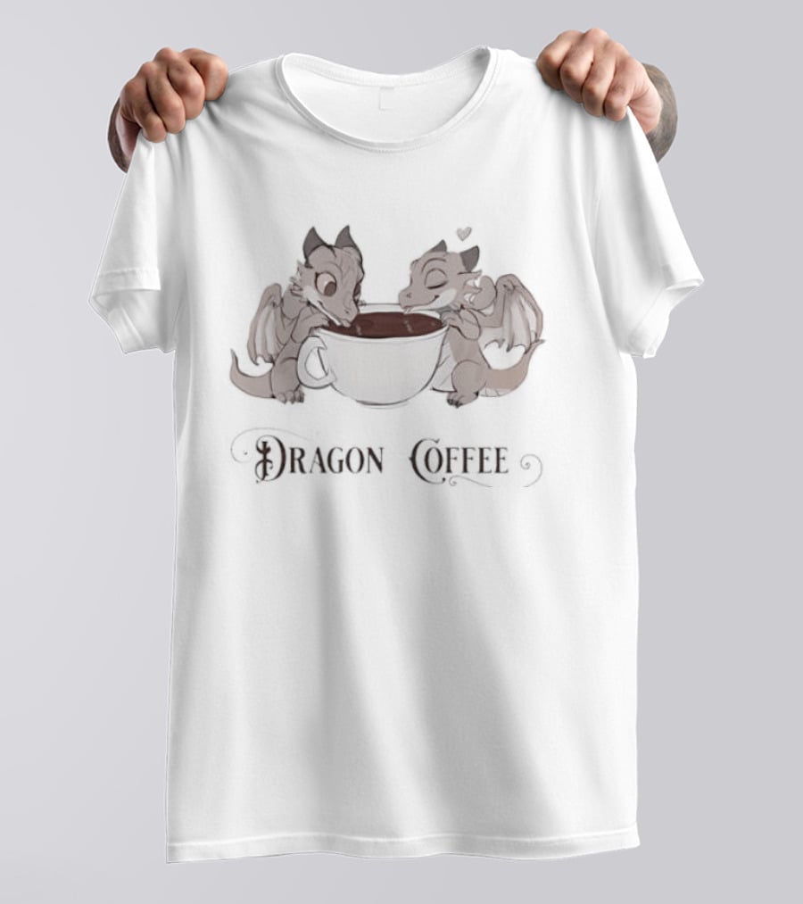 Syphon Brewed Dragon Coffee Fantasy Art Dual Dragons Cup T-Shirt