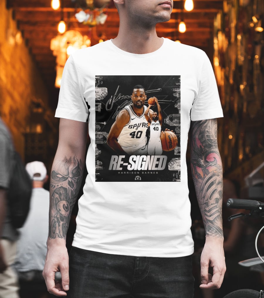 Re Signed Harrison Barnes Spurs 40 Basketball Return T-Shirt