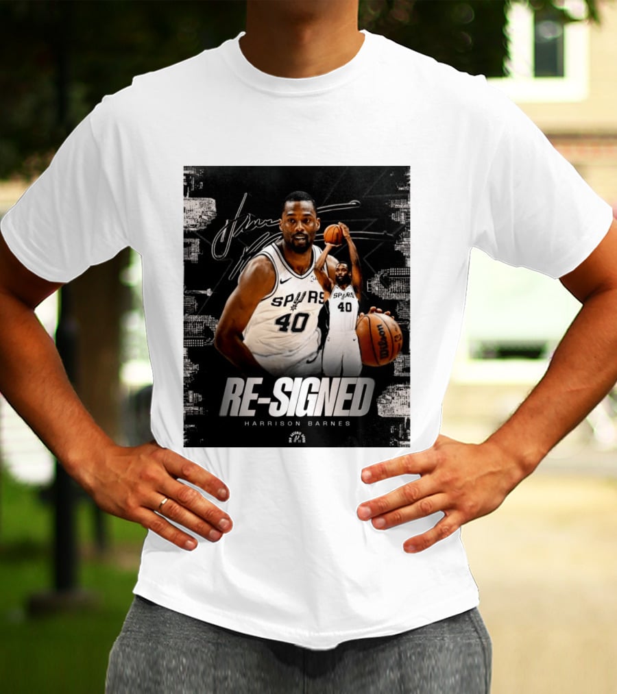 Re Signed Harrison Barnes Spurs 40 Basketball Return T-Shirt