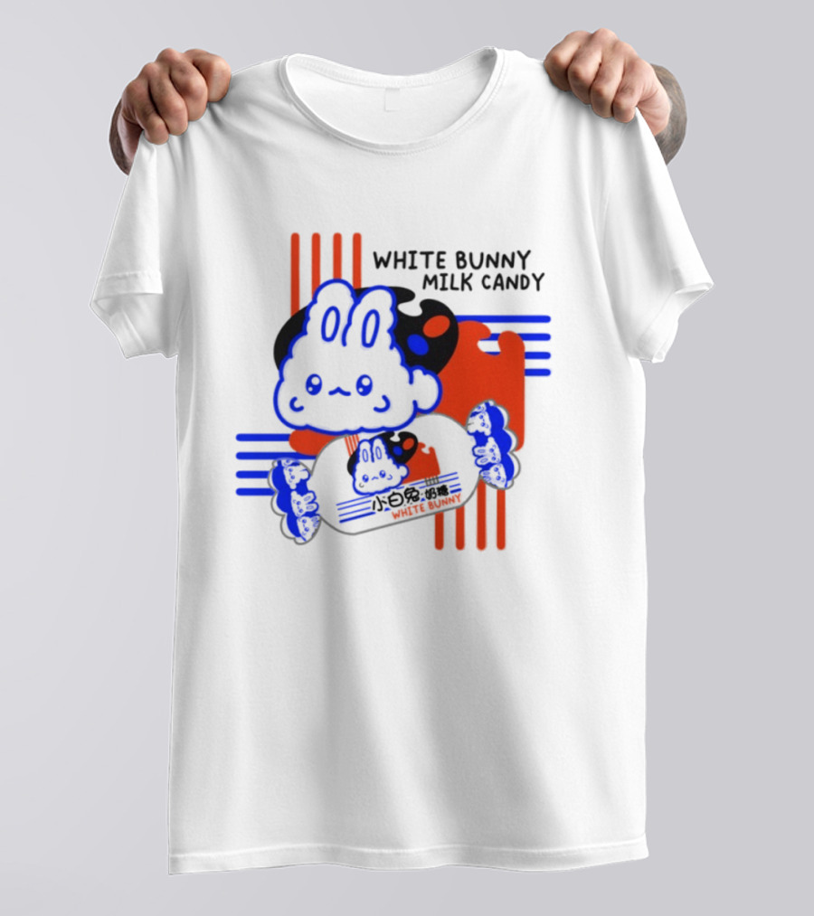White Bunny Milk Candy Kawaii Asian Snacks Cute Blue Japanese T-Shirt