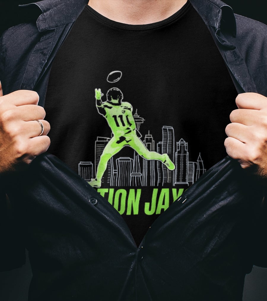 Action Jaxon Seattle Skyline Football Catcher T-Shirt