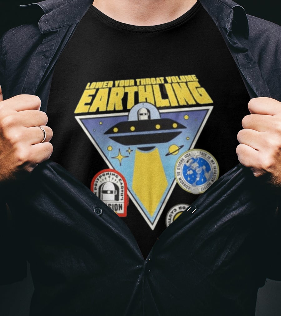 Lower Your Throat Volume Earthling Invasion Postponed Futurama Bender Planet Express Delivery T-Shirt
