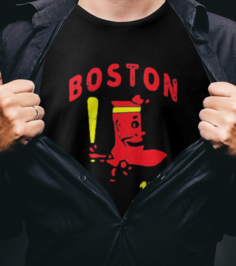 Boston 1950 Baseball Player Boot And Bat T-Shirt