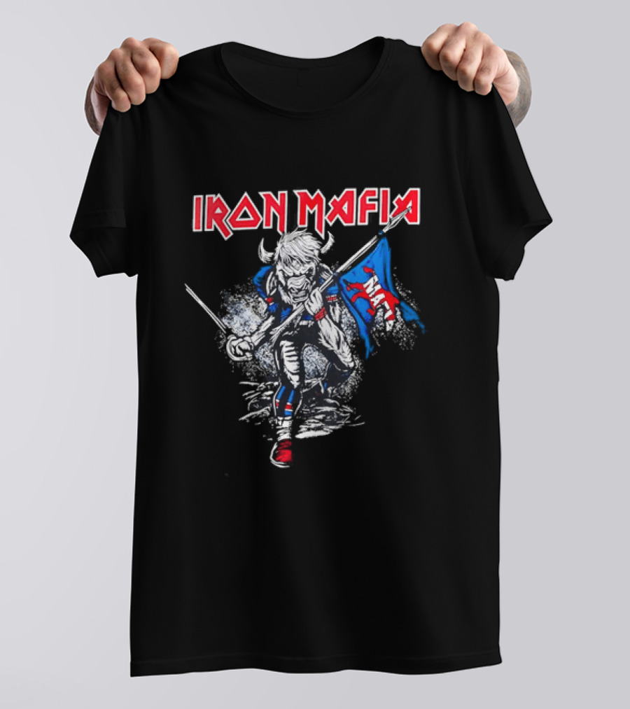 Iron Mafia Buffalo Bull Charging With Flag Buffalo Bills T-Shirt