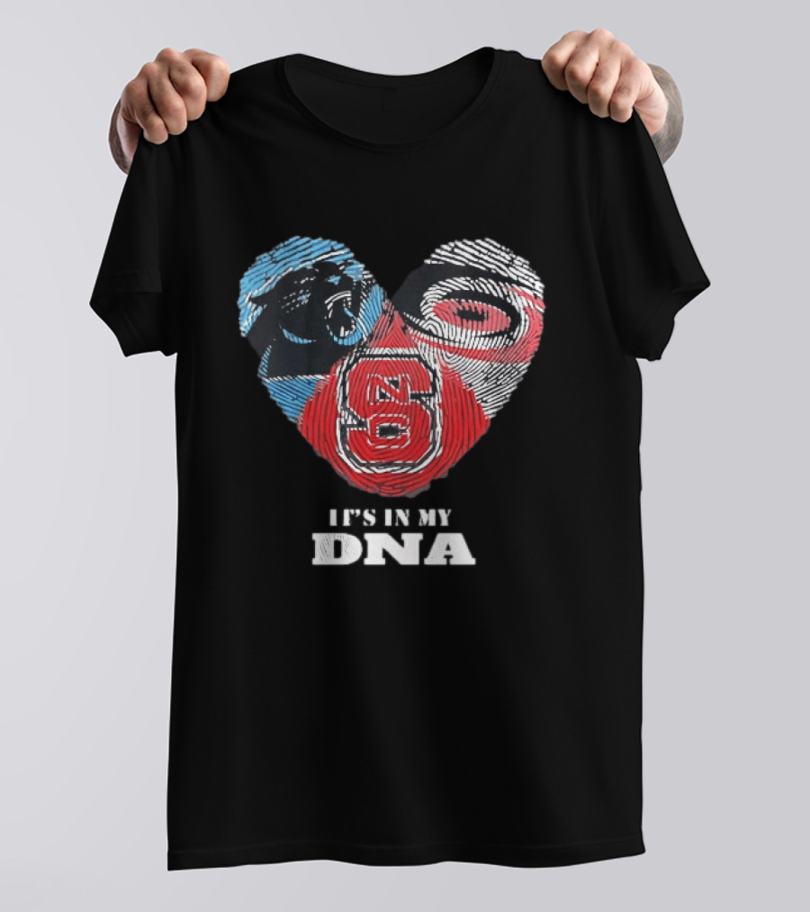 Carolina Panthers NC State Wolfpack It's In My DNA Fingerprint Heart T-Shirt