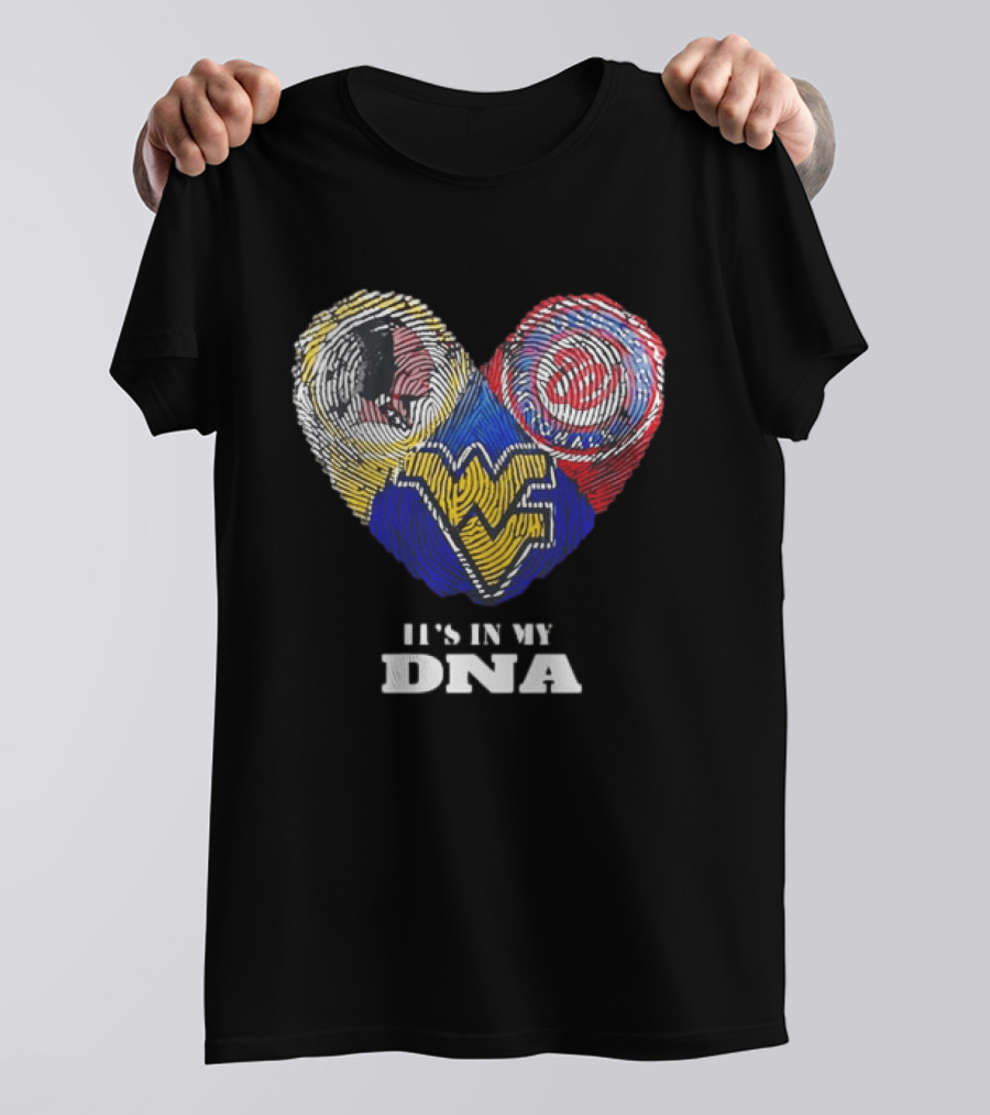 It Is In My DNA West Virginia Mountaineers Washington Commanders Logos Fingerprint T-Shirt