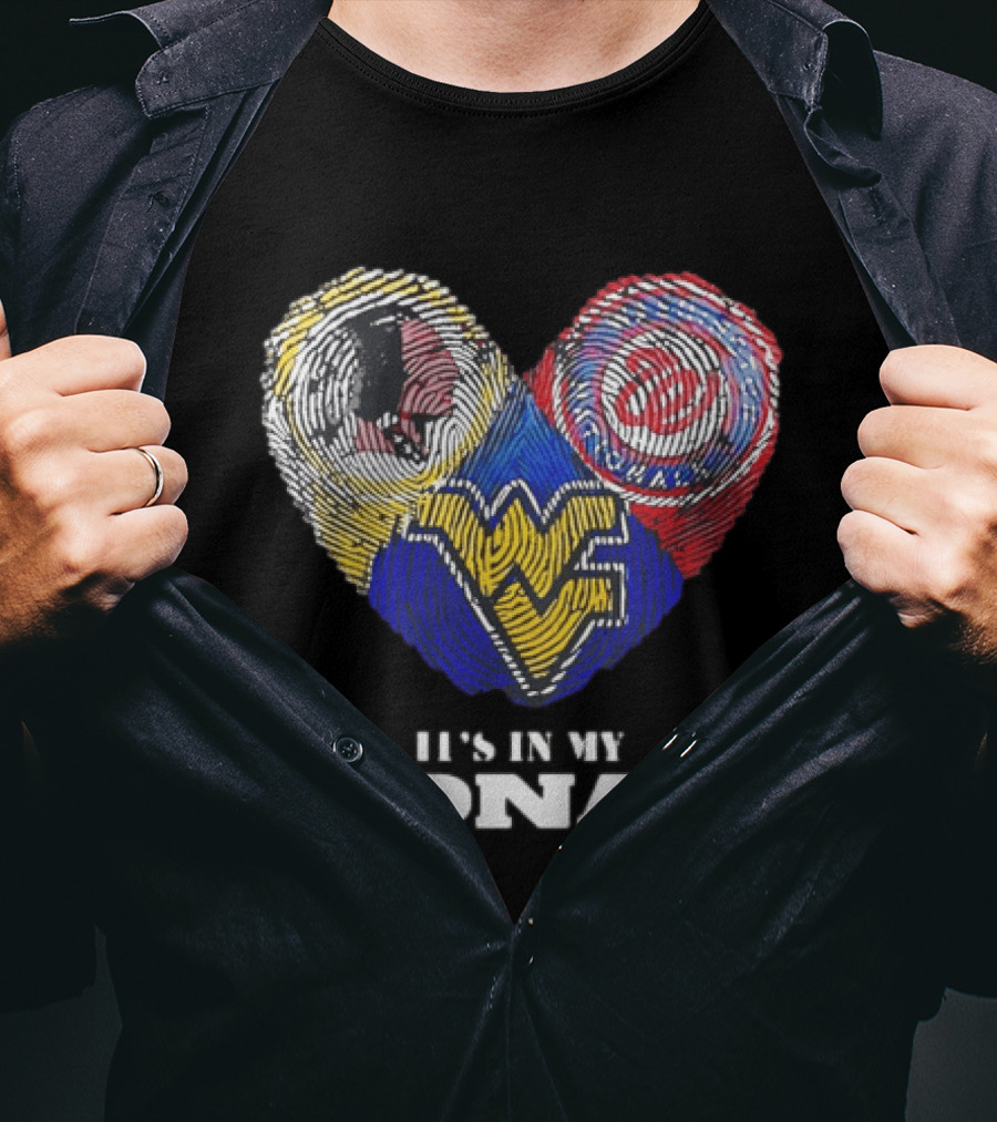 It Is In My DNA West Virginia Mountaineers Washington Commanders Logos Fingerprint T-Shirt