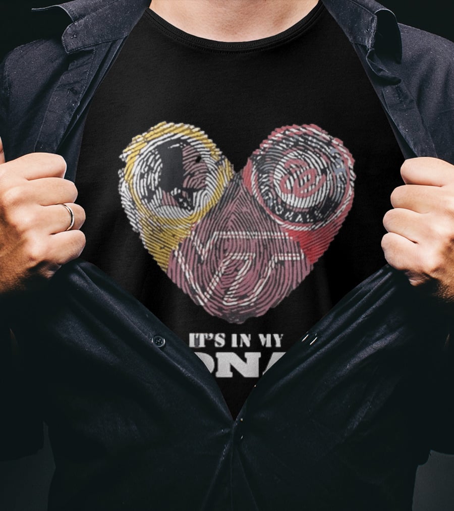 It's In My DNA Virginia Tech Hokies VT Heart Fingerprint T-Shirt