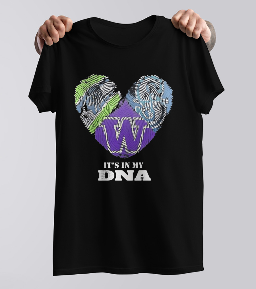 Washington Huskies It's In My DNA Fingerprint Heart T-Shirt