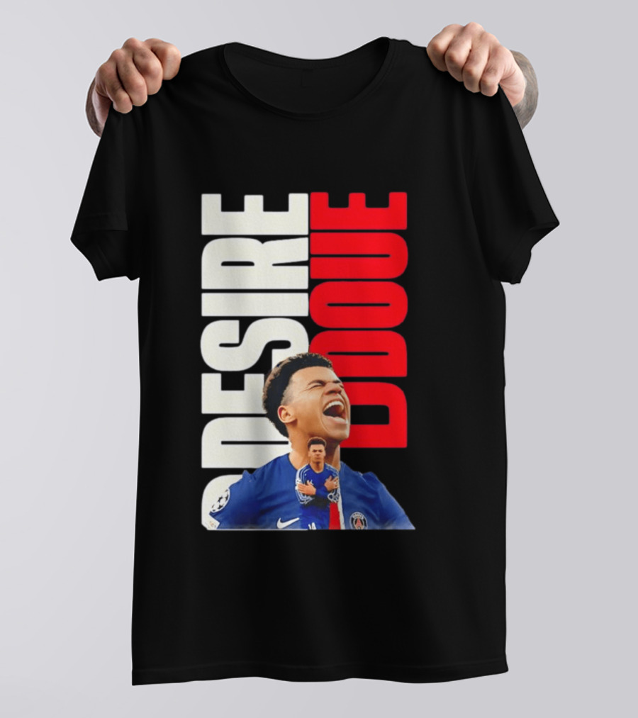 Désiré Doué Celebrating PSG Paris Saint Germain Player T-Shirt