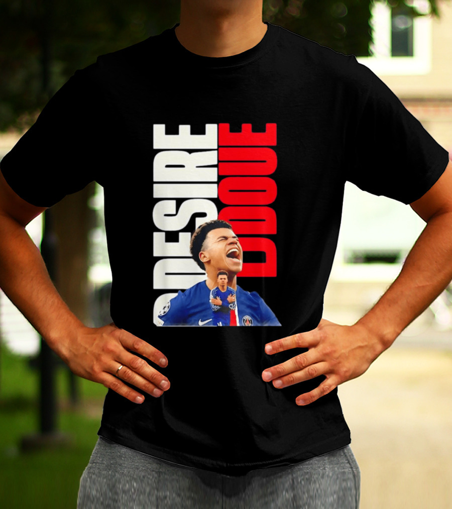 Désiré Doué Celebrating PSG Paris Saint Germain Player T-Shirt
