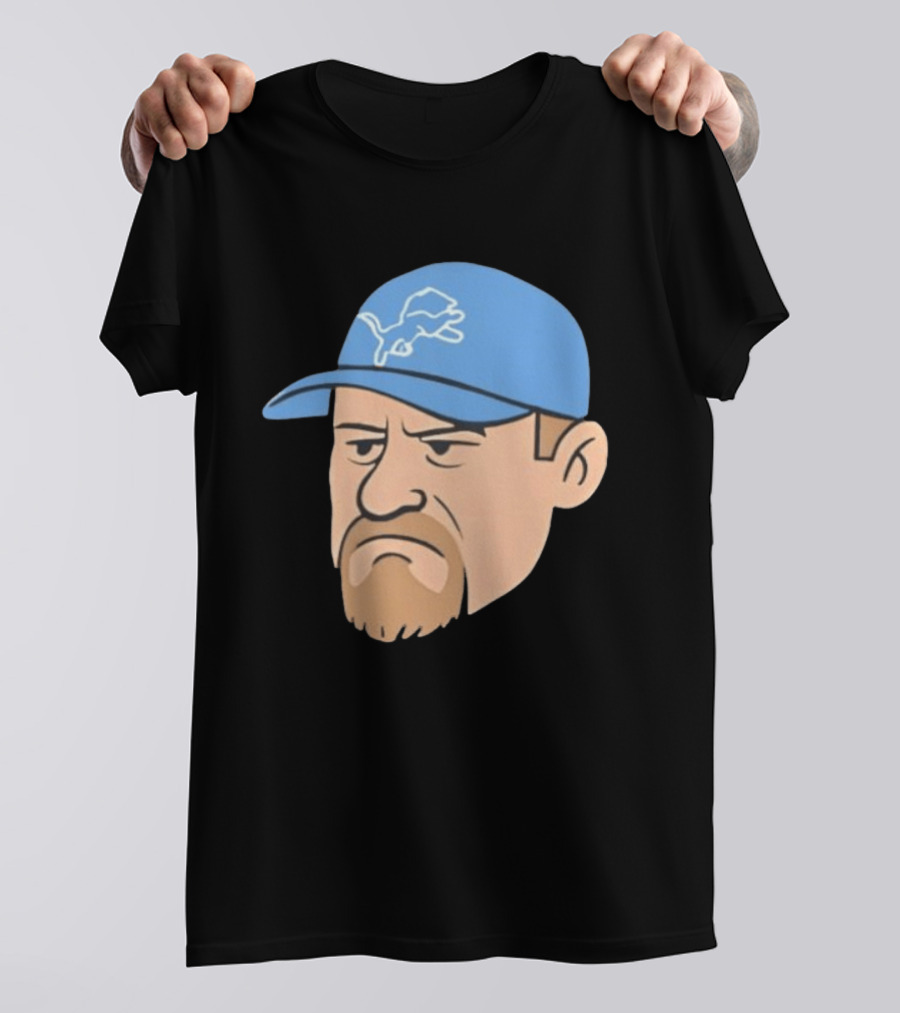 Detroit Lions Grumpy Man With Hat Football Team Fan T-Shirt