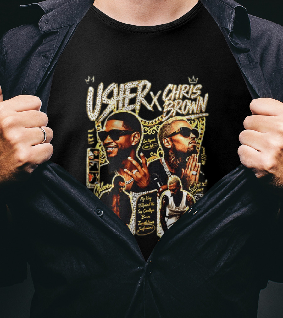 Usher Chris Brown My Way Without Me Say Goodbye Tour Los Angeles Buju Banton Team Custom T-Shirt