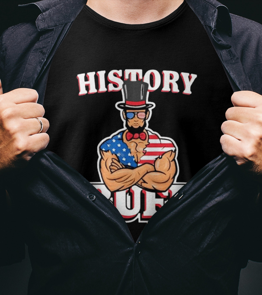 History Buff Abraham Lincoln Gym Bro American Flag Muscle T-Shirt