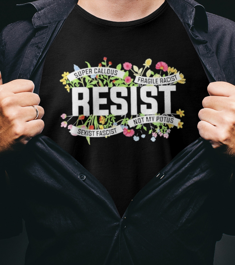 RESIST Floral Blooms With Vibrant Flowers T-Shirt