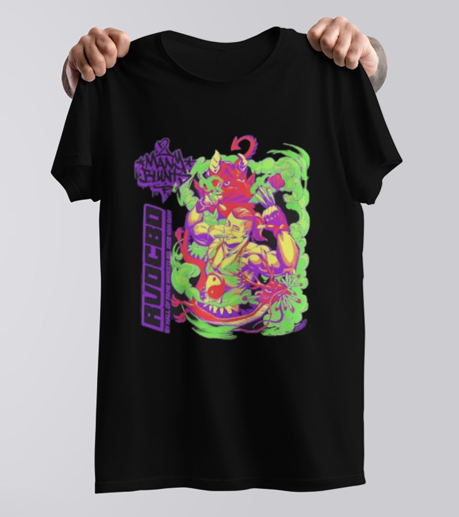Rob Van Dam 2 Many Blunts RVD CBD Hall Of Fame Wrestler Psychedelic Smoke Dragons T-Shirt
