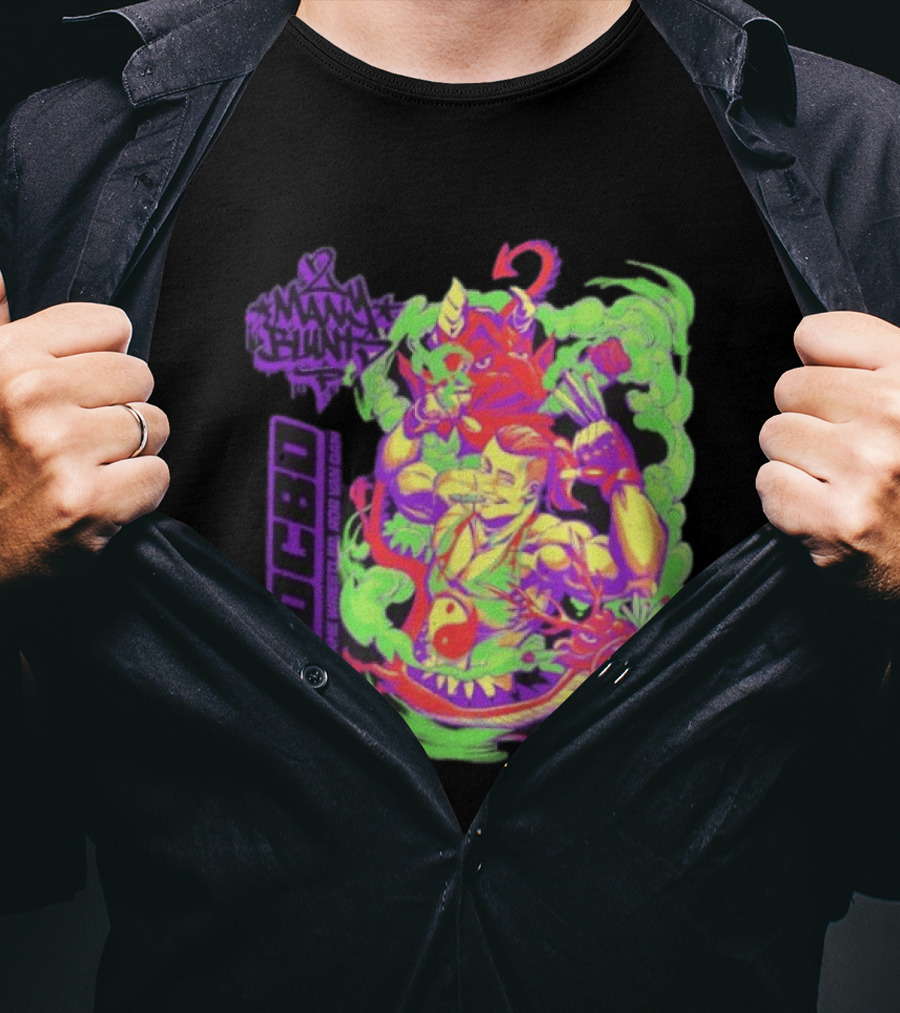 Rob Van Dam 2 Many Blunts RVD CBD Hall Of Fame Wrestler Psychedelic Smoke Dragons T-Shirt