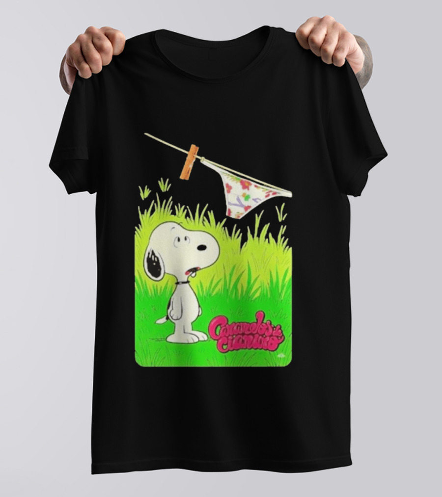Snoopy Caramelos De Cianuro En Español Classic Cartoon And Rock Band Fusion T-Shirt