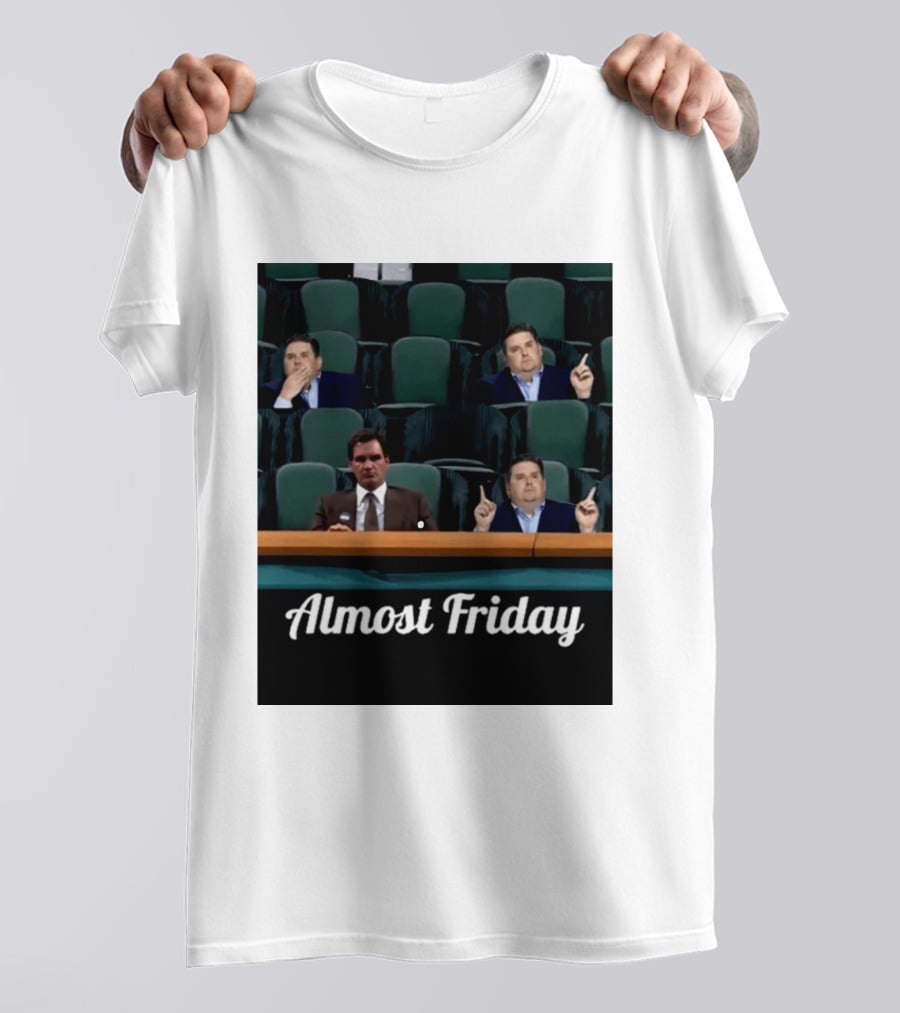 Almost Friday Meme With Roger Federer And Jonah Hill In Audience T-Shirt