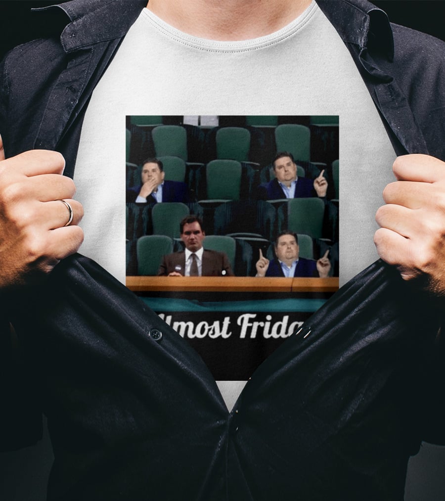 Almost Friday Meme With Roger Federer And Jonah Hill In Audience T-Shirt
