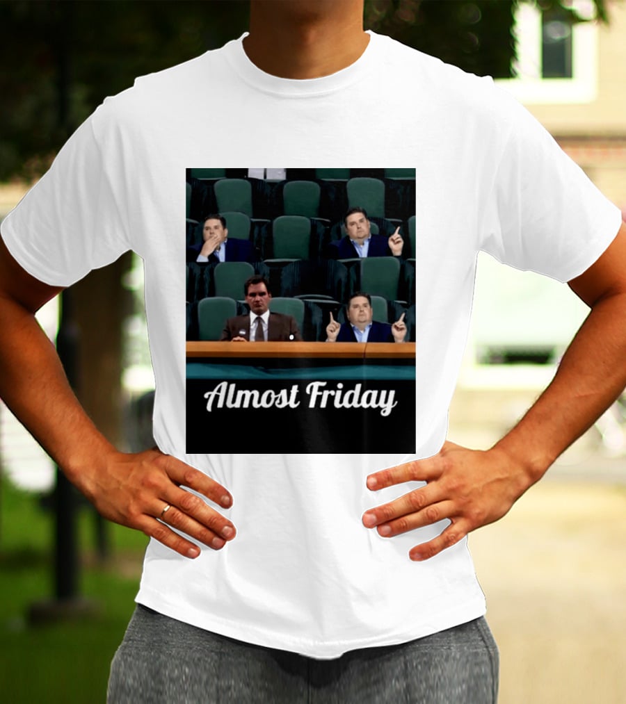 Almost Friday Meme With Roger Federer And Jonah Hill In Audience T-Shirt