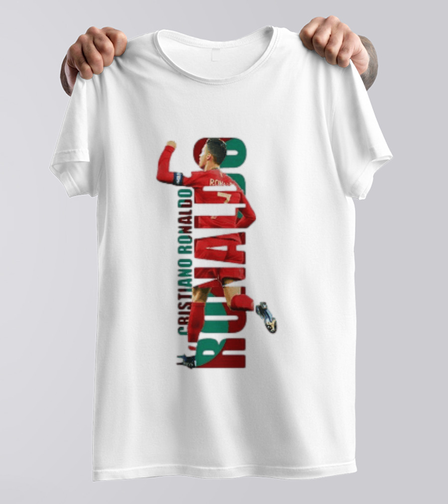 Cristiano Ronaldo Portugal Goal Celebration Number 7 Red Green T-Shirt