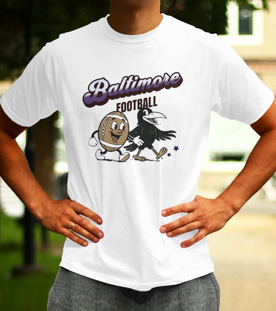 Baltimore Football Raven Walking Team Vintage Cartoon T-Shirt