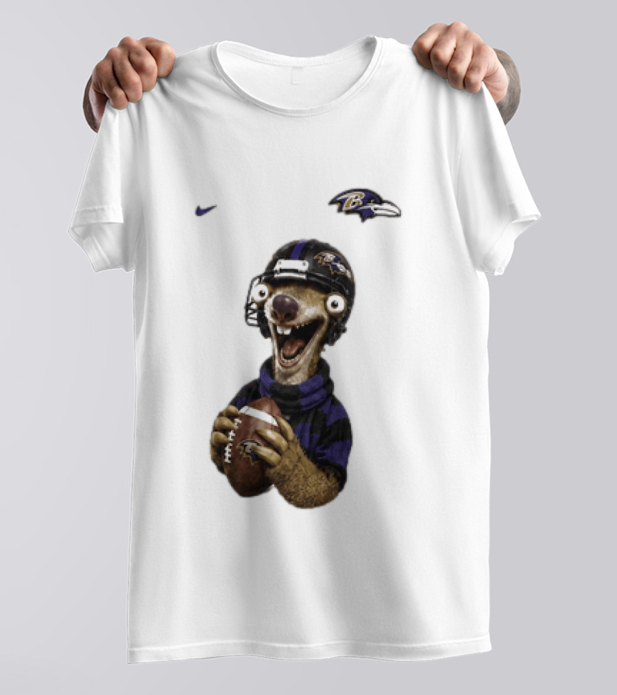 Sid The Sloth Baltimore Ravens Football Helmet And Ball Ravens Fan Gear T-Shirt