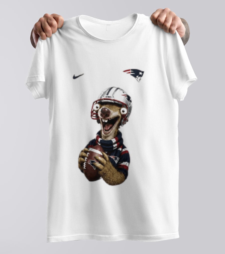 Sid The Sloth New England Patriots Football Helmet NFL Character Fan T-Shirt