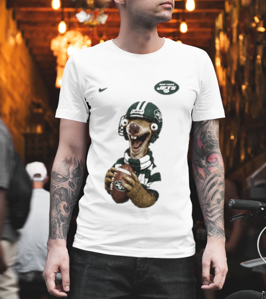 Sid The Sloth New York Jets Football Helmet Scarf And Ball T-Shirt