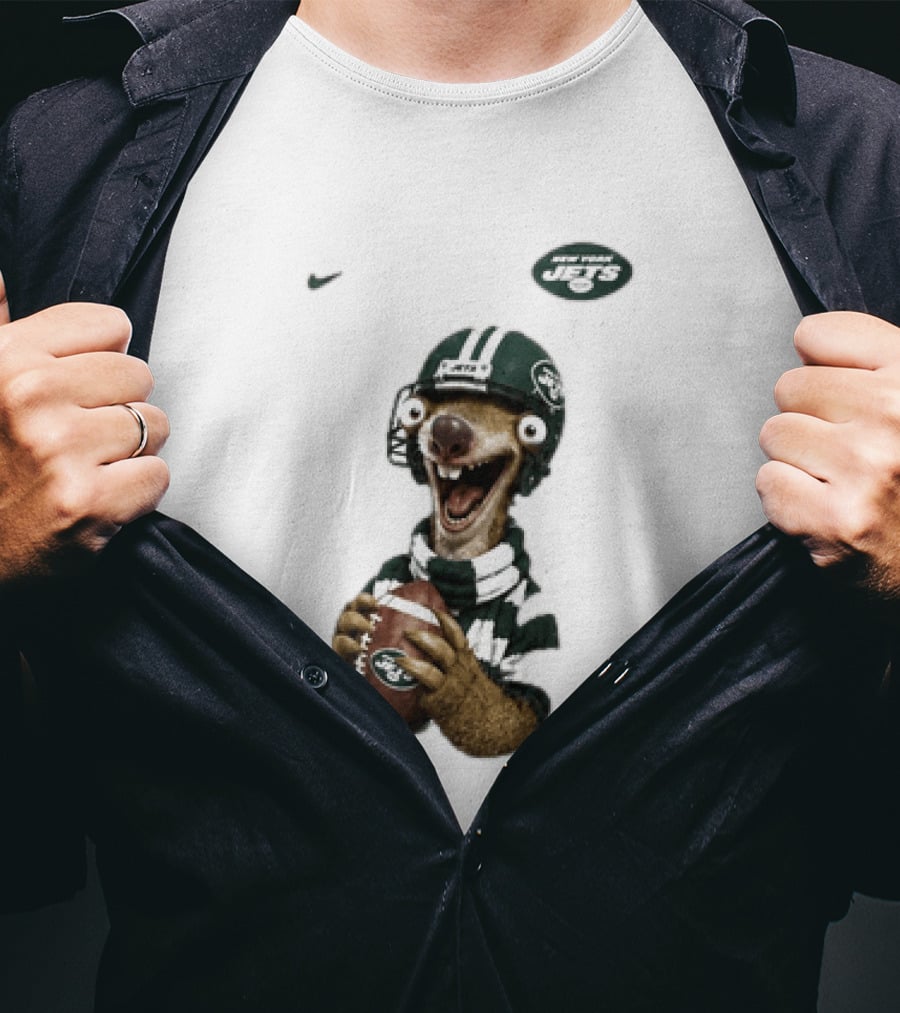 Sid The Sloth New York Jets Football Helmet Scarf And Ball T-Shirt