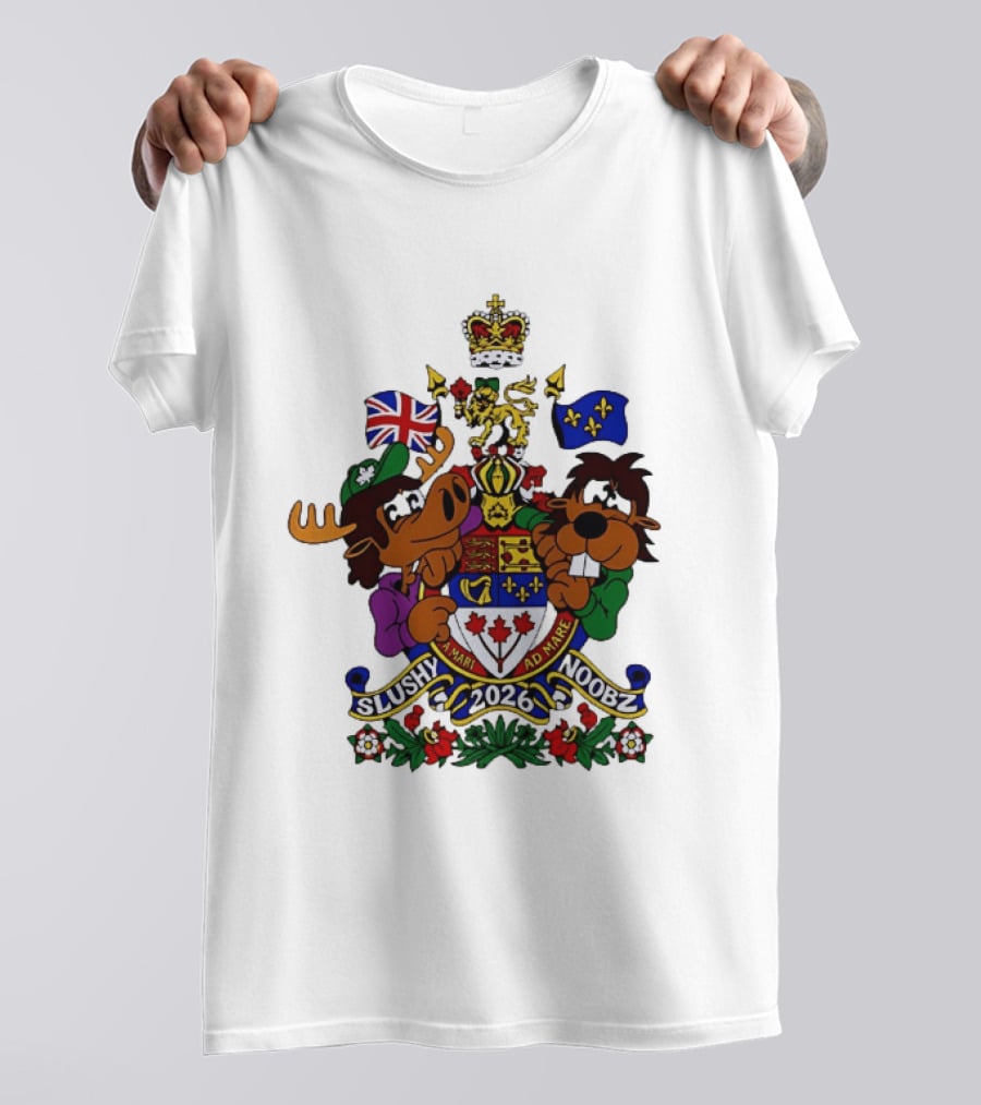 Slushy Noobz Canadian Crest Moose And Beaver 2026 T-Shirt