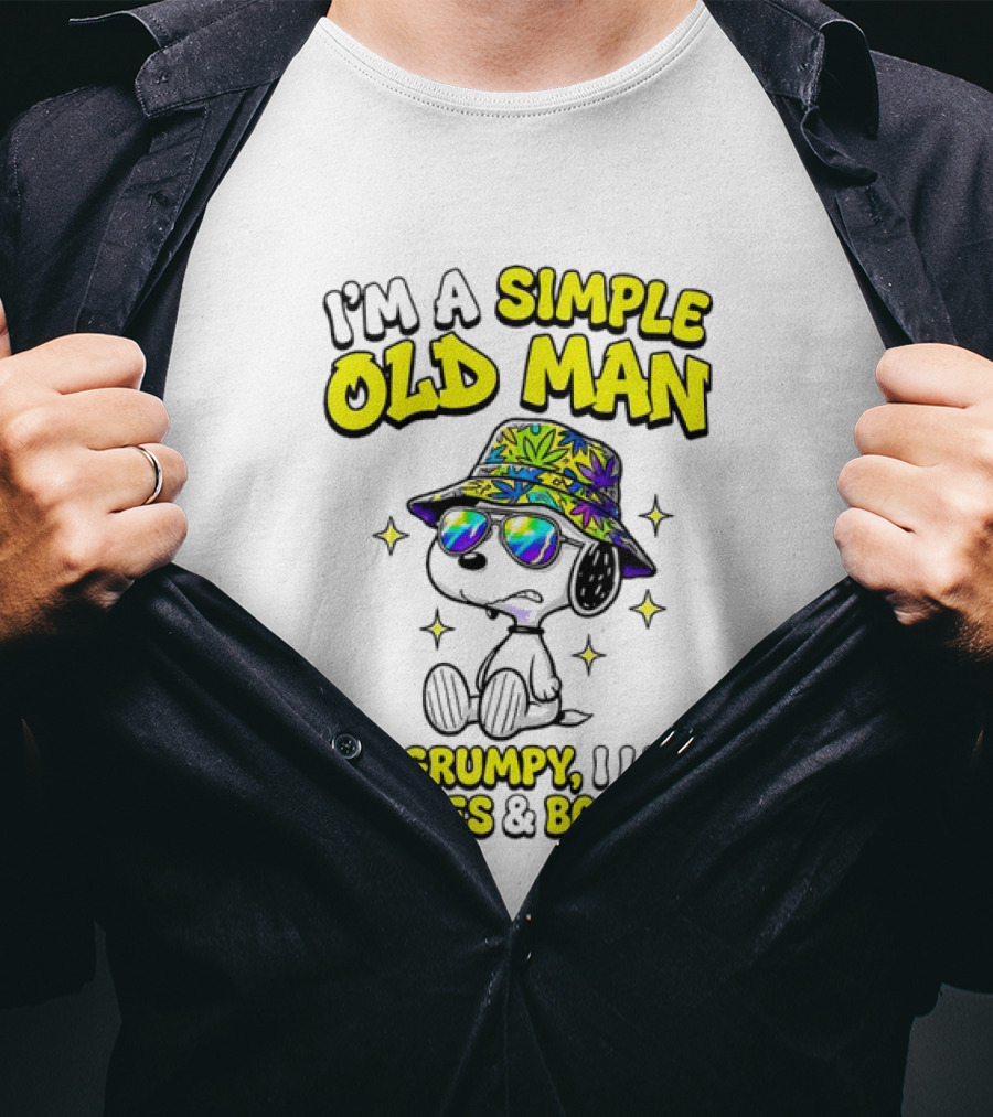 Snoopy Peanuts I'm A Simple Old Man I'm Grumpy I Like Doobies And Boobies T-Shirt