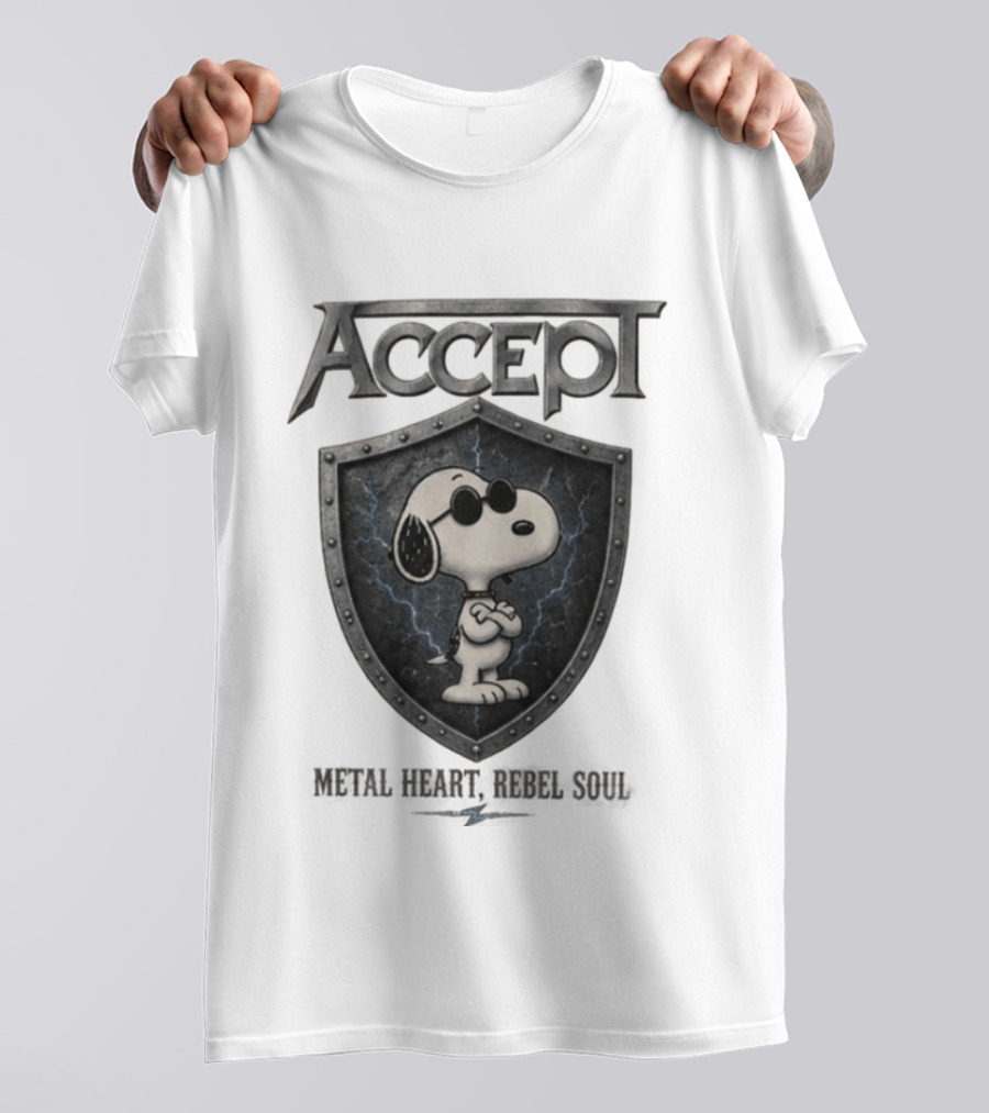 Accept Snoopy Metal Heart Rebel Soul T-Shirt