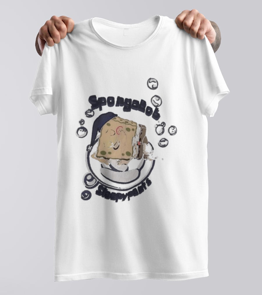 SpongeBob SleepyPants Sleeping Cartoon Blue Cotton Soft T-Shirt