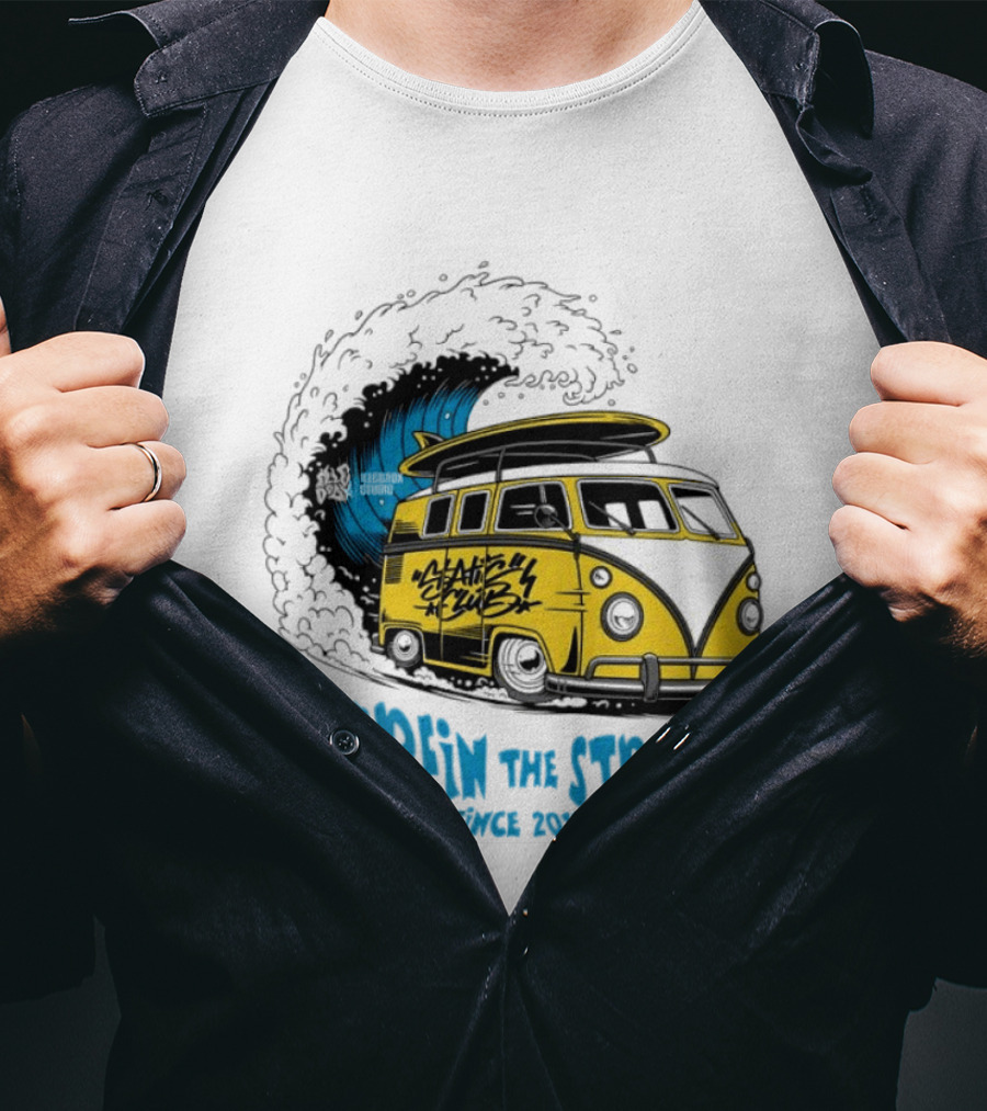 Static Club Volkswagen Bus Surfing Adventure Surfin The Streets Since 2018 T-Shirt