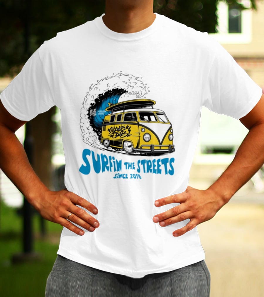 Static Club Volkswagen Bus Surfing Adventure Surfin The Streets Since 2018 T-Shirt