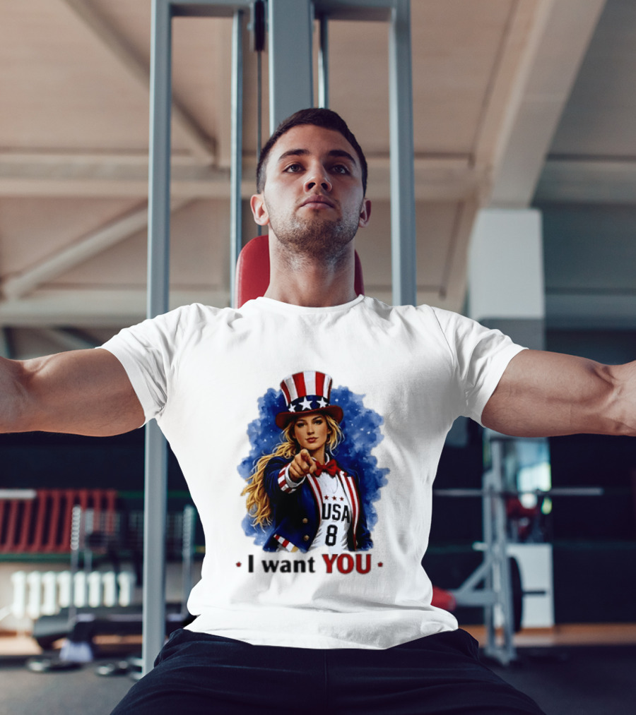 Uncle Sam Blonde Woman I Want You USA 8 Patriotic T-Shirt