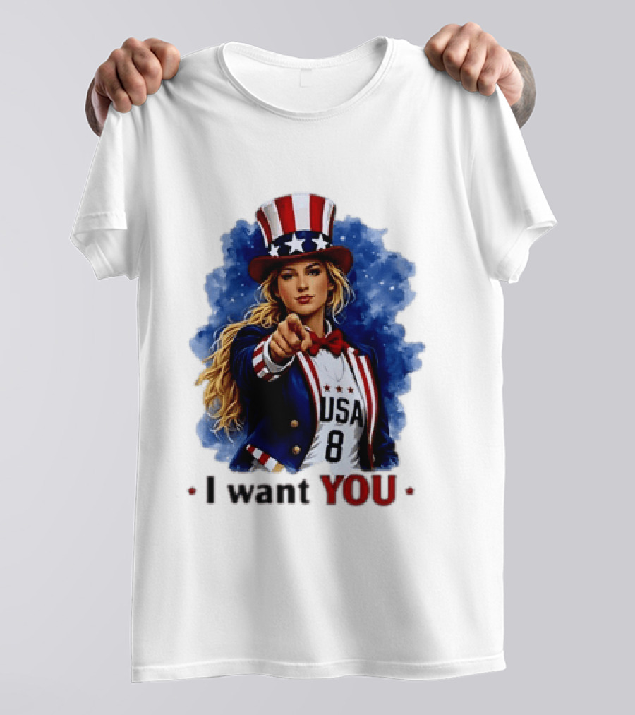 Uncle Sam Blonde Woman I Want You USA 8 Patriotic T-Shirt