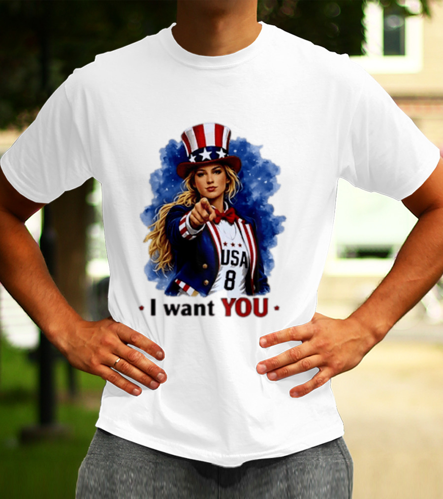 Uncle Sam Blonde Woman I Want You USA 8 Patriotic T-Shirt