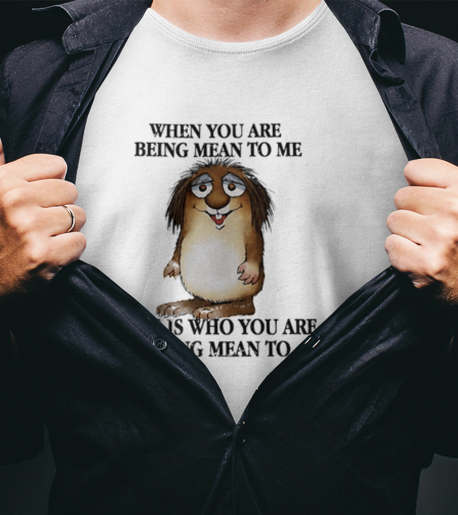 When You Are Being Mean To Me This Is Who You Are Being Mean To Brown Furry Cartoon T-Shirt